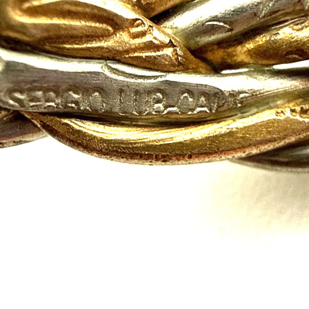 Sergio Lub Twist Bracelet Vintage Copper Silver Tone Cuff Made in California 7" - Picture 9 of 10